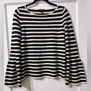 Ann Taylor Black and White Striped Sweater